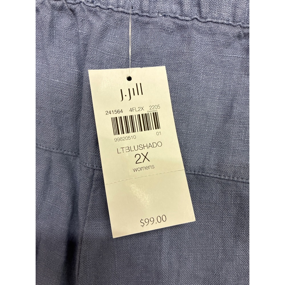 J. Jill Pure Jill Garment-Dyed Linen Pants Blue 2X NWT Drawstring Cropped - Picture 3 of 5